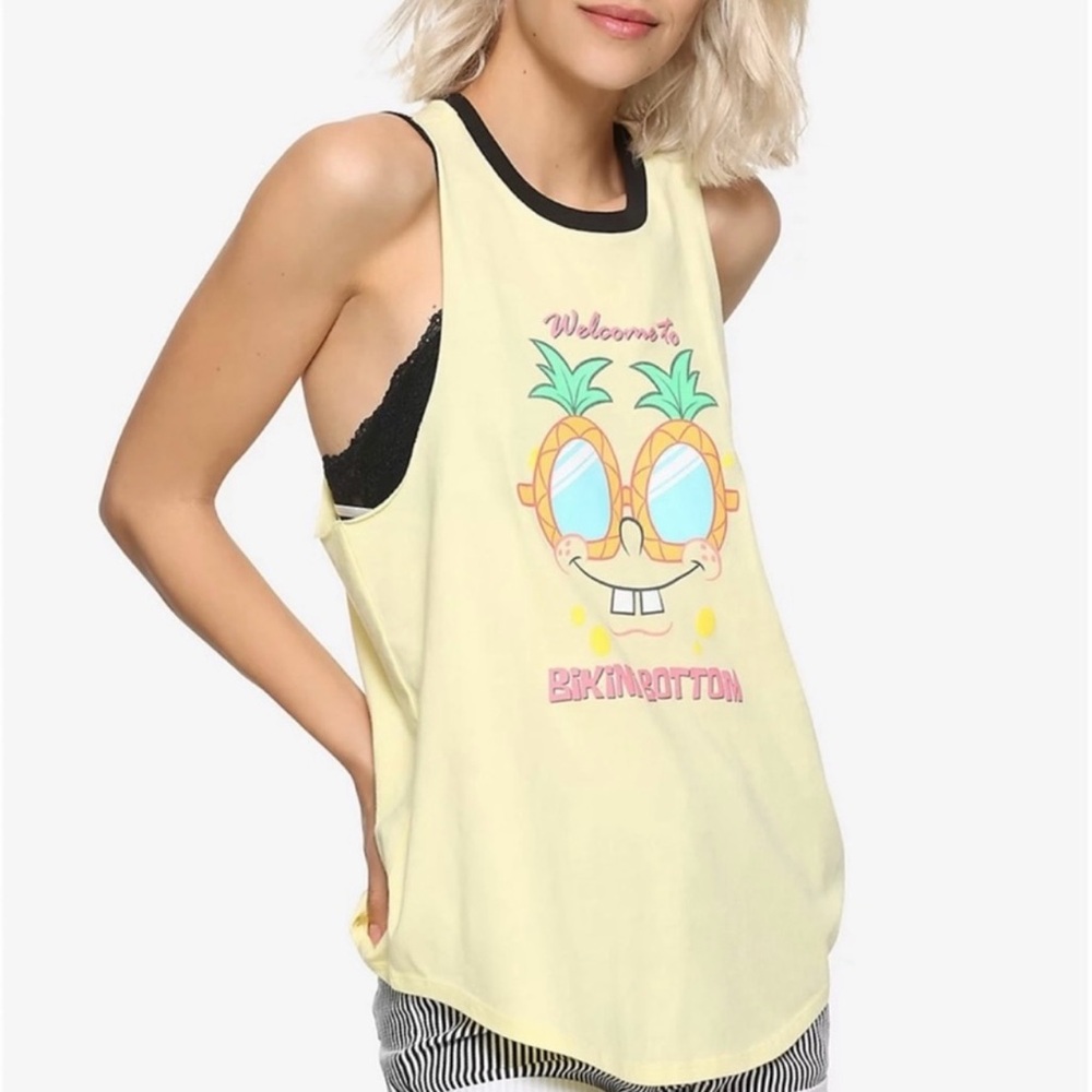 Junior Womens Nickelodeon Spongebob Welcome To Bikini Bottom Yellow Tank Top XL